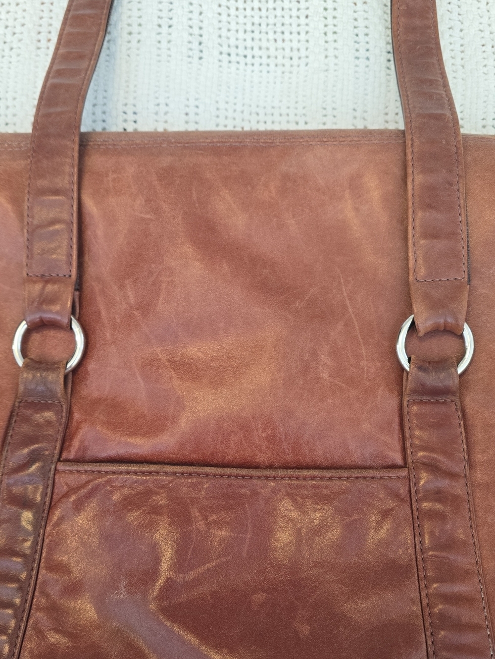 Viva Bags Of California Classic Brown Leather Tote Made In USA - Picture 13 of 13